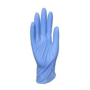 Перчатки смотровые: нитриловые, нестерильные, неопудренные, плоские, текстурированные только на кончиках пальцев , длина 24см, с валиком  цвет ГОЛУБОЙ 3,6 гр (НДС 10%)